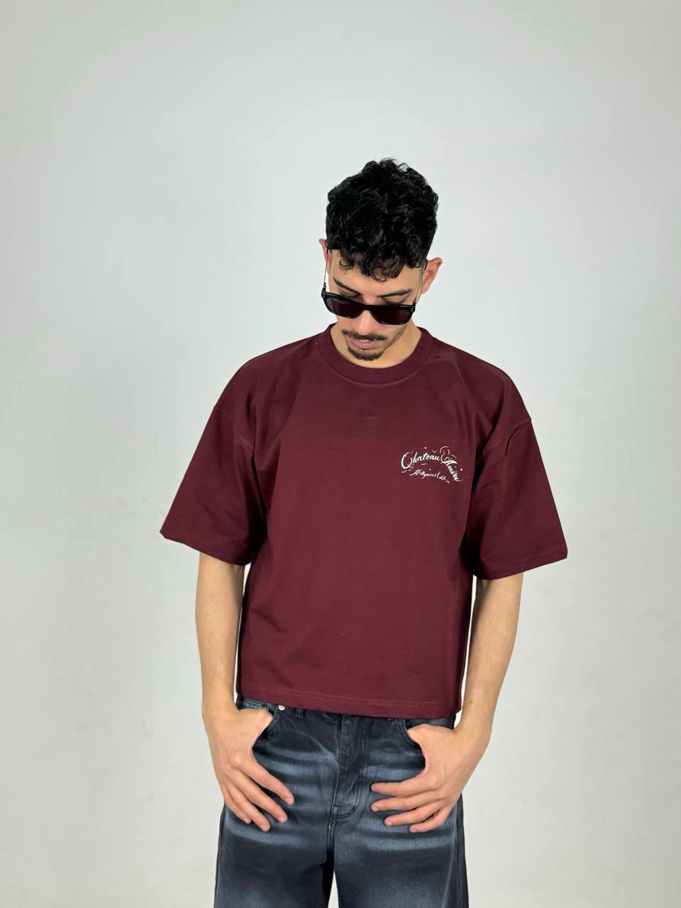 SCARY Red Aura Box Fit T-Shirt – Burgundy Oversized Tee
